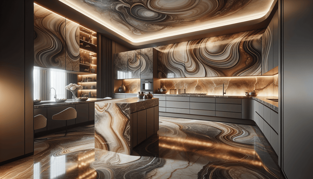 Elevate Interiors with Fantasy Brown Marble Countertops and Tile - Z Boutique by Marble Couture