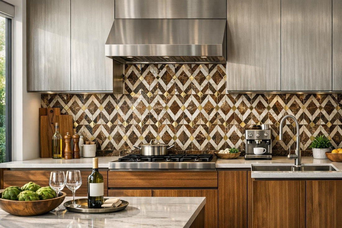 Elevate Interiors with Giore Brown Diamond Marble Mosaic - Zicana Boutique
