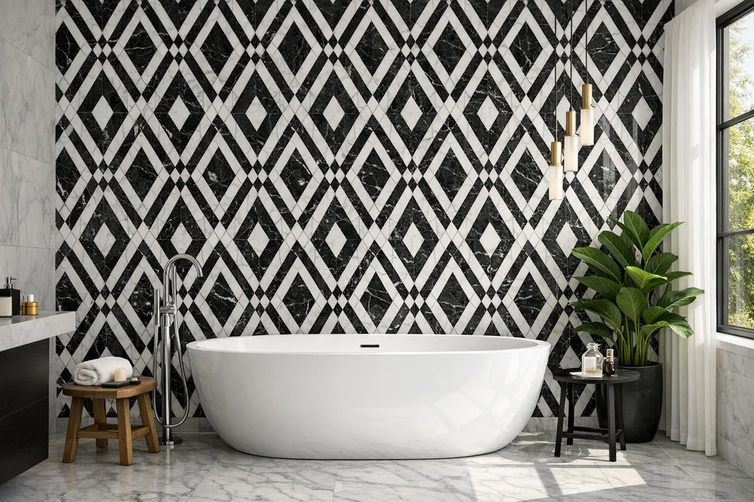 Elevate Interiors with Giore Noir Diamond Marble Mosaic - Zicana Boutique