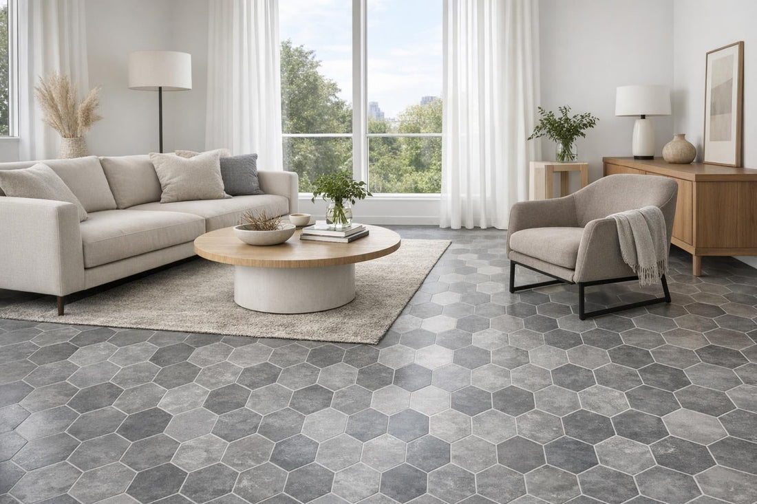 Elevate Interiors with Riverside Drive Hex Grey Mosaic Tile - Zicana Boutique