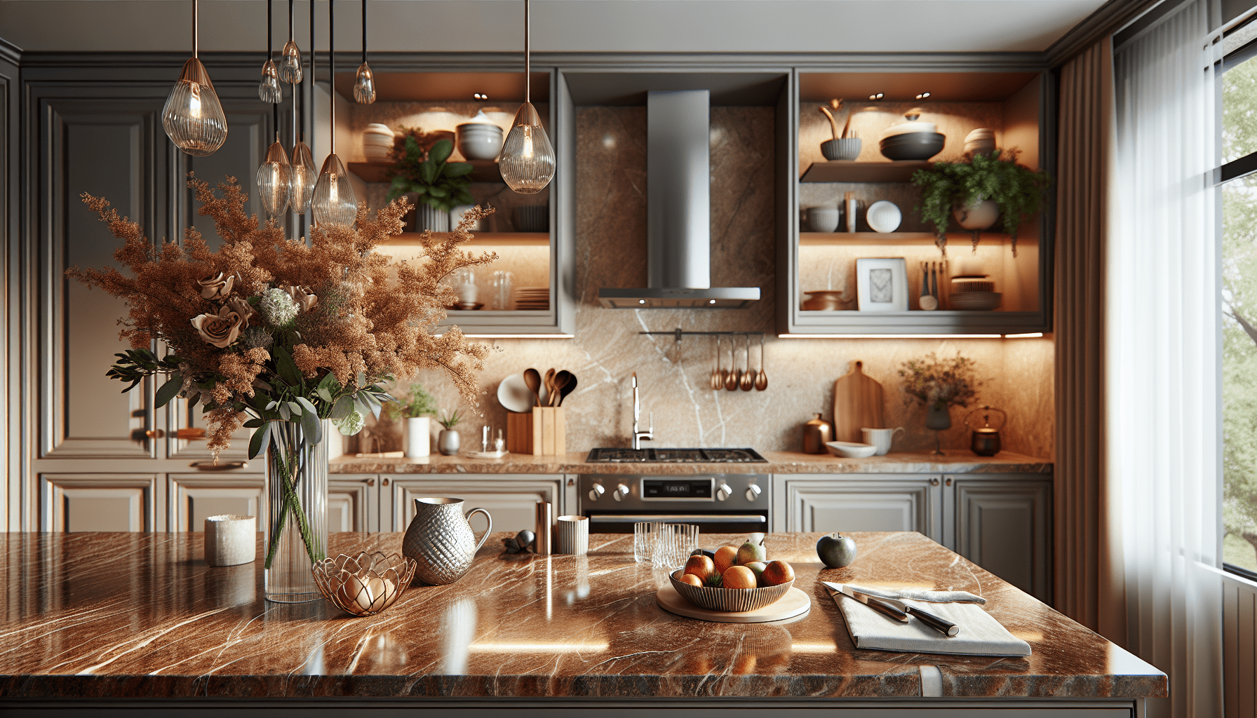 Elevate Kitchens: Stylish Brown Granite Countertop Inspirations ...