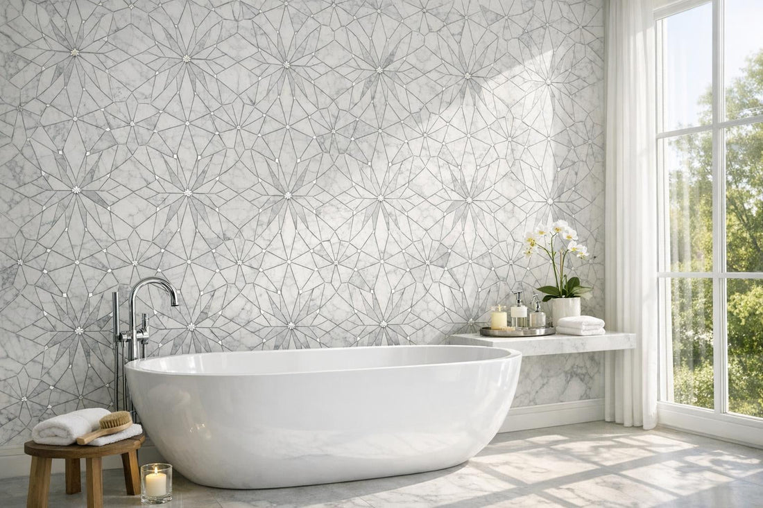 Elevate Spaces: Constellation White Out Marble Mosaic Tile - Zicana Boutique