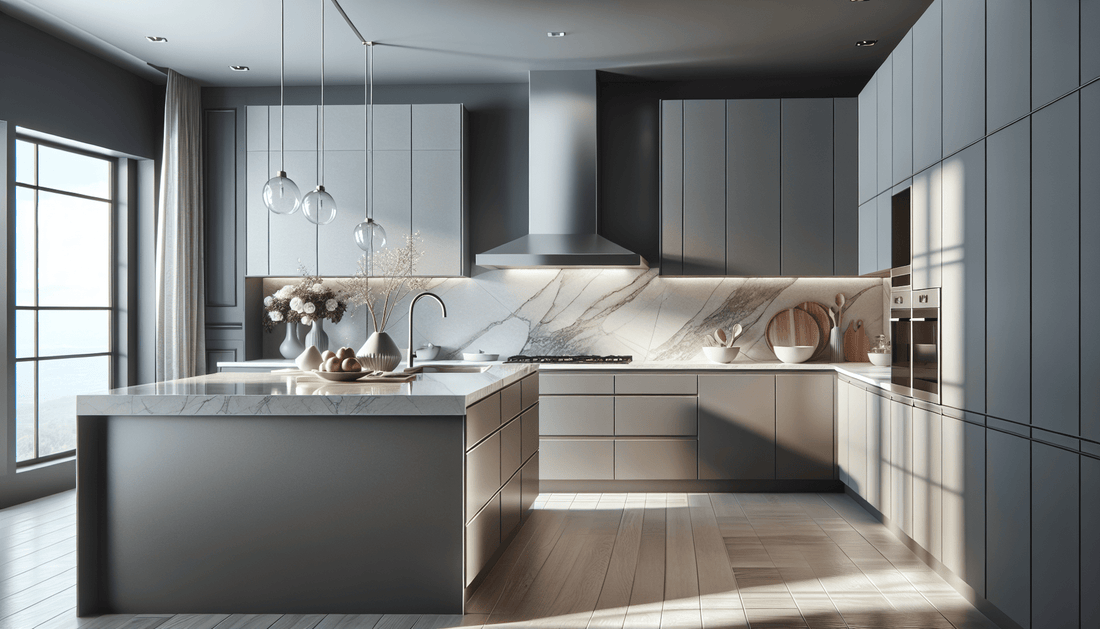 Elevate Spaces: Gray Cabinets with White Quartz Countertops - Zicana Boutique