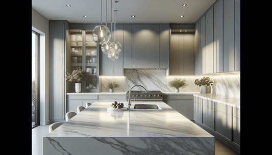Elevate Spaces: Quartz Countertops Paired with Grey Cabinets - Z Boutique by Marble Couture