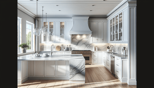 Elevate Spaces: White Cabinets with Grey Quartz Countertops - Z Boutique by Marble Couture