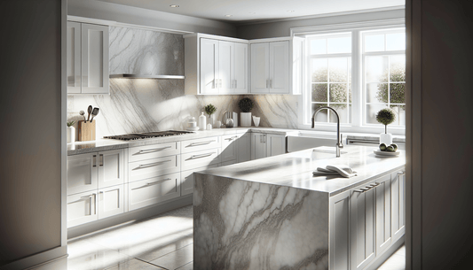 Elevate Spaces: White Granite Countertops with White Cabinets - Z Boutique by Marble Couture