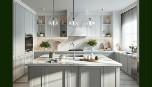 Elevate Spaces: White Quartz Countertops & Gray Cabinets Insights - Z Boutique by Marble Couture