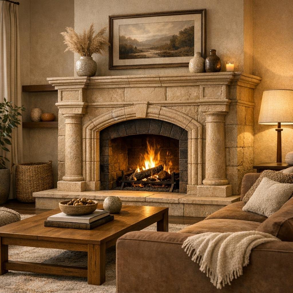 Elevate Spaces with a Sandstone Fireplace Surround Guide - Zicana Boutique