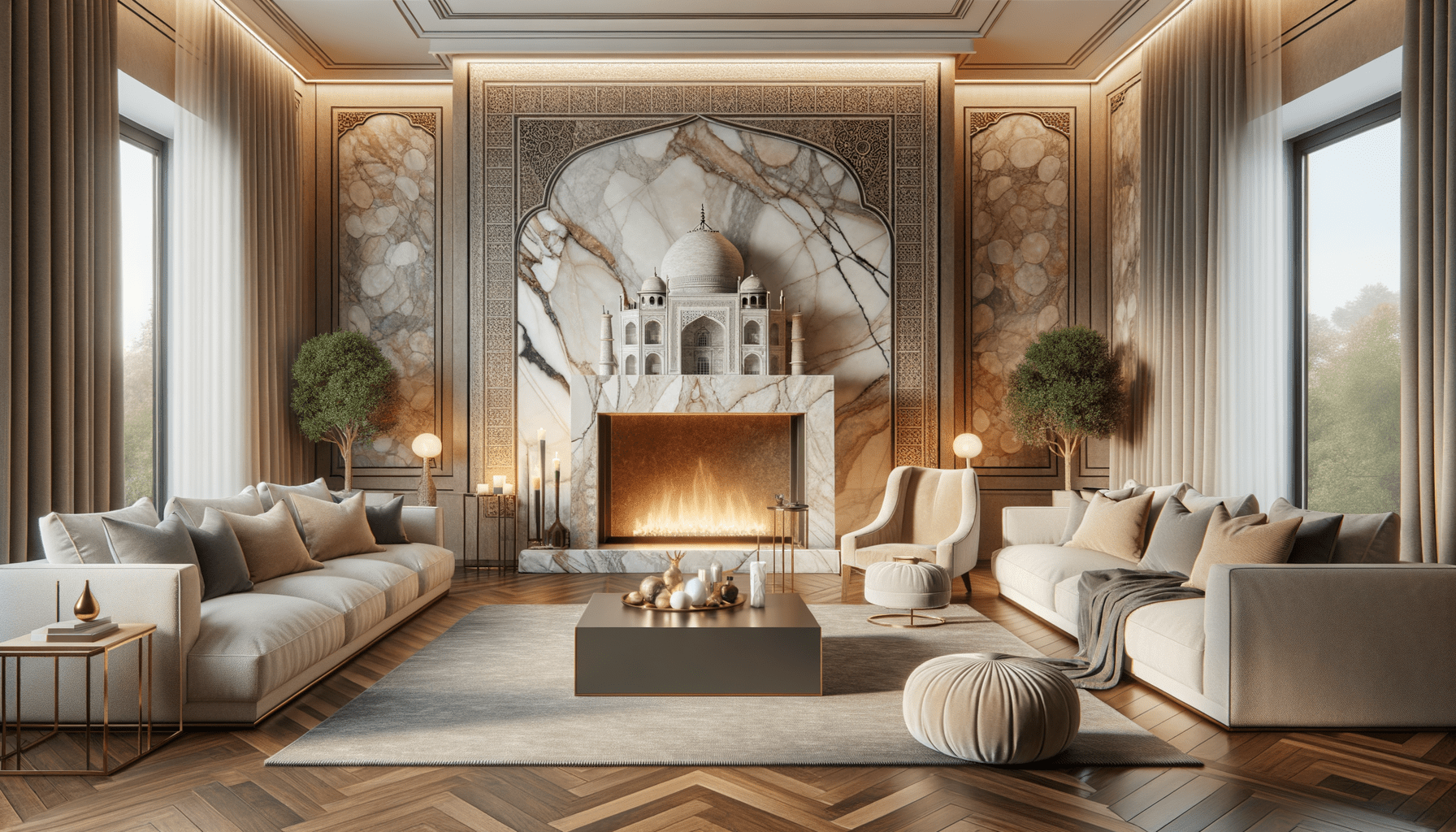 Elevate Spaces with a Taj Mahal Quartzite Fireplace Wall – Zicana Boutique