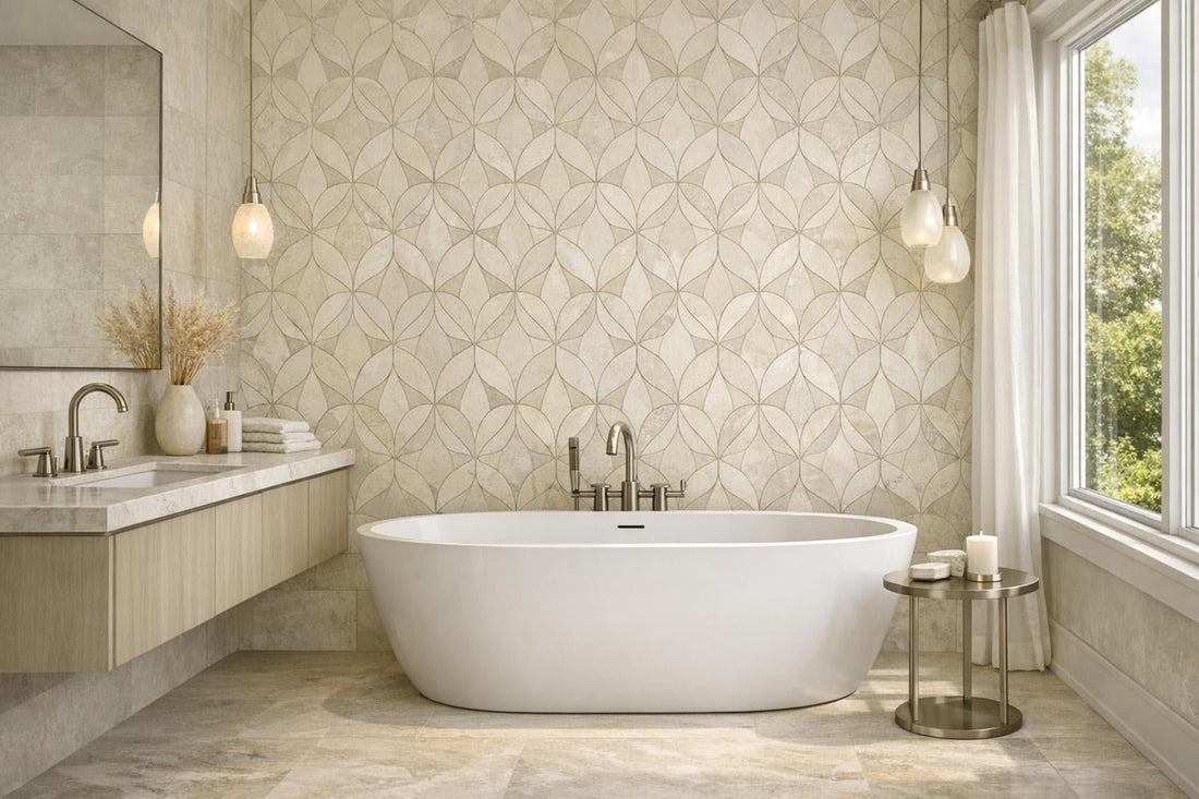 Elevate Spaces with Adena Cream Marble Mosaic Design - Zicana Boutique