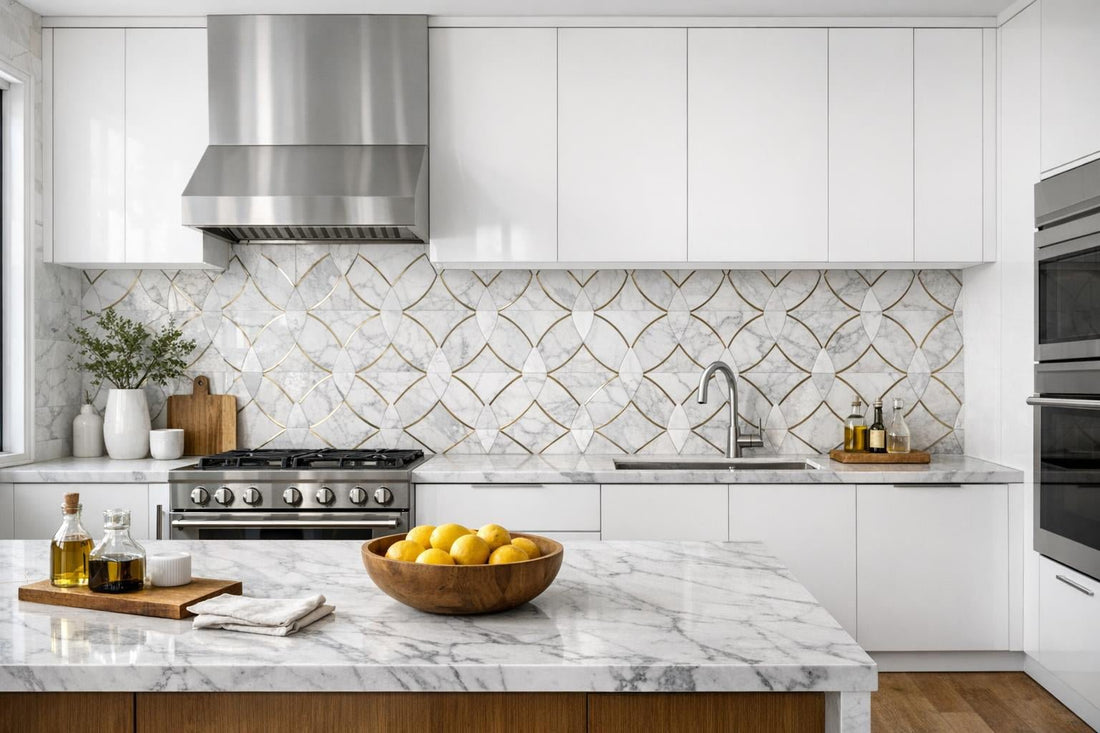 Elevate Spaces with Allen Bianco Geometric Marble Tile - Zicana Boutique