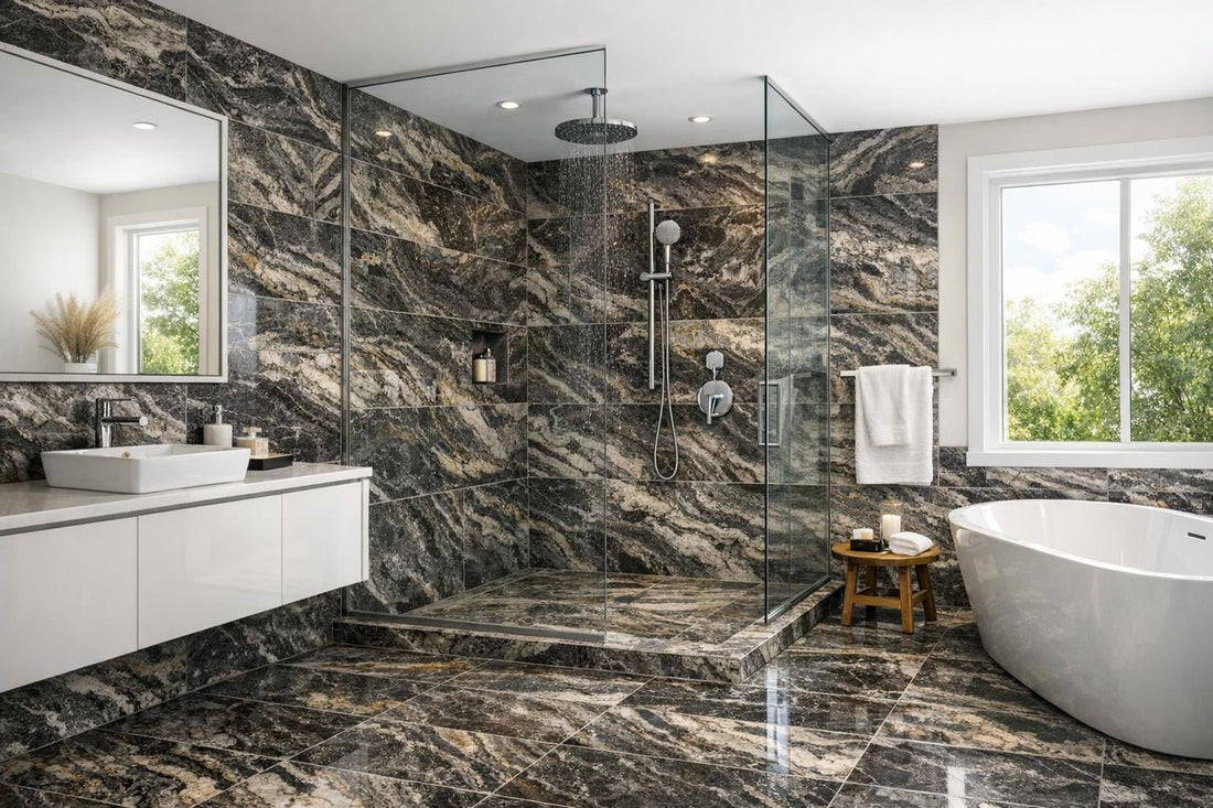 Elevate Spaces with Arabescato Orobico Dark Marble Tile - Zicana Boutique