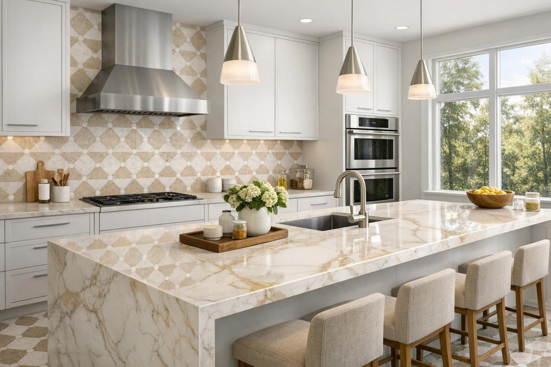 Elevate Spaces with Bella Botticino & Carrara Dot Tiles - Zicana Boutique