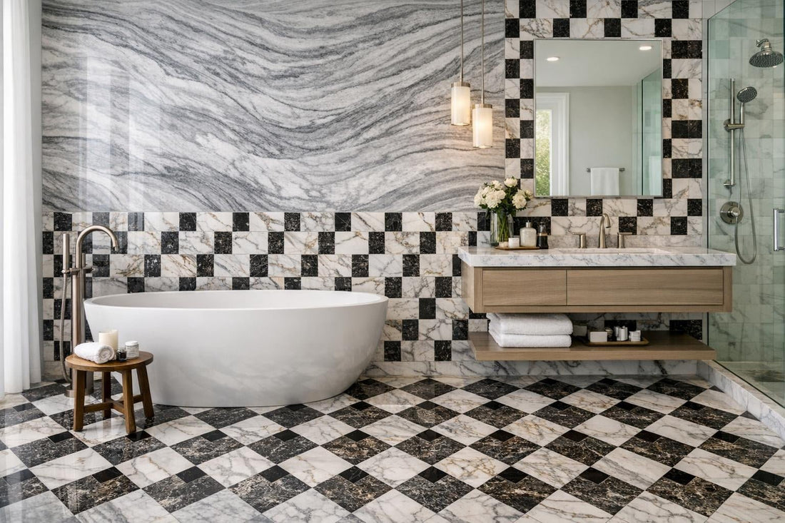 Elevate Spaces with Bella Silver Wave & Breccia Capraia Tiles - Zicana Boutique