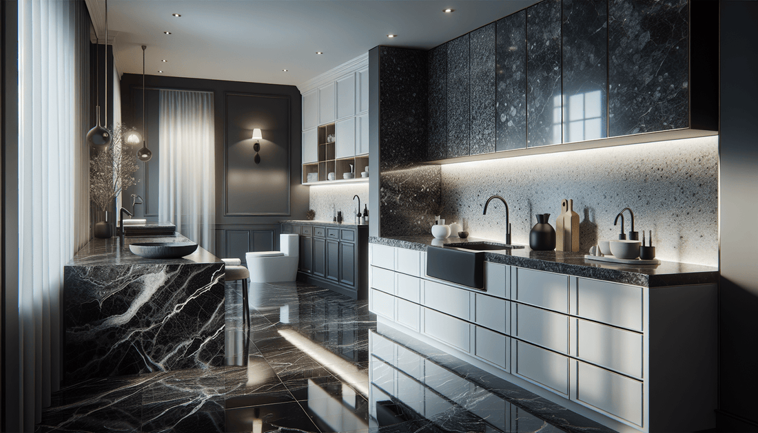 Elevate Spaces with Black Pearl Granite Countertops and Tile - Z Boutique by Marble Couture