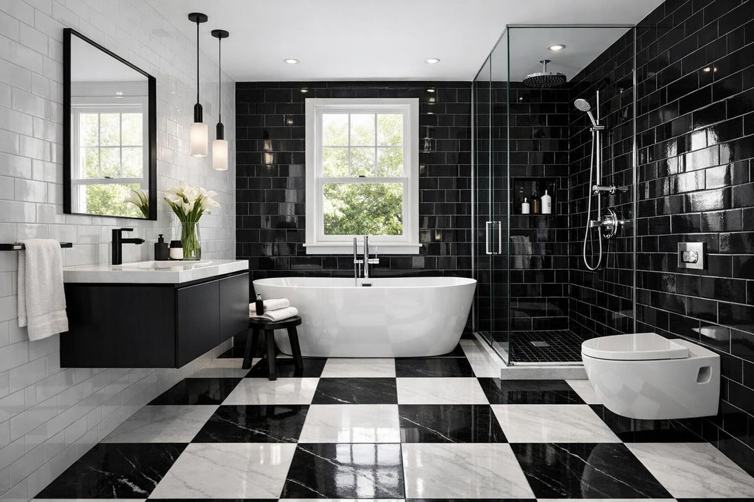 Elevate Spaces with Black White Tile Bathroom Designs - Zicana Boutique