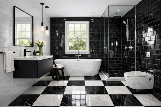 Elevate Spaces with Black White Tile Bathroom Designs - Zicana Boutique