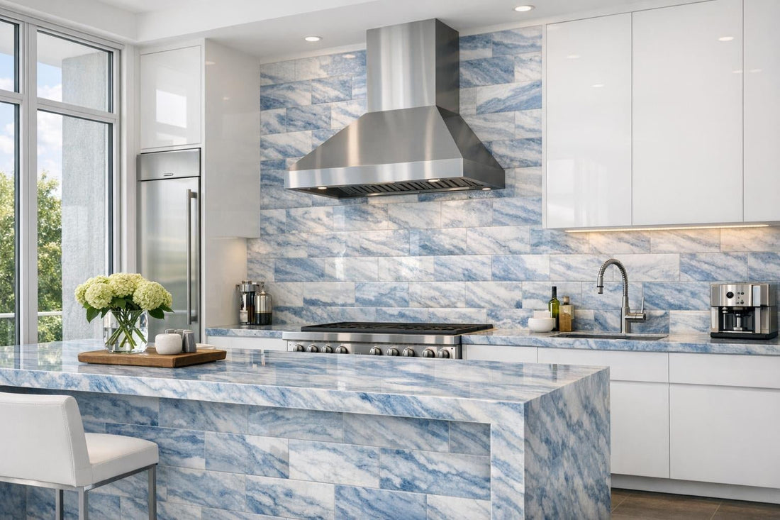 Elevate Spaces with Blue Celest Marble Tiles - Zicana Expertise - Zicana Boutique