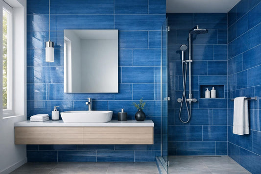 Elevate Spaces with Blue Colour Bathroom Tiles - Zicana Boutique