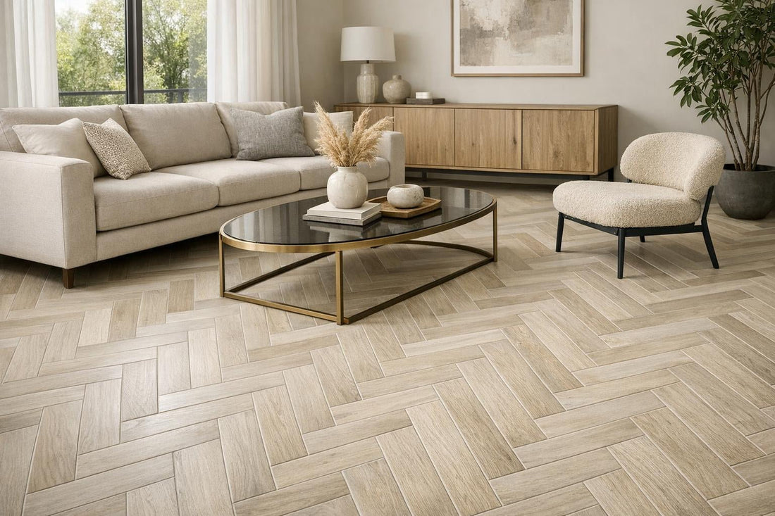 Elevate Spaces with Bois Chevron Ecru Tile Elegance - Zicana Boutique