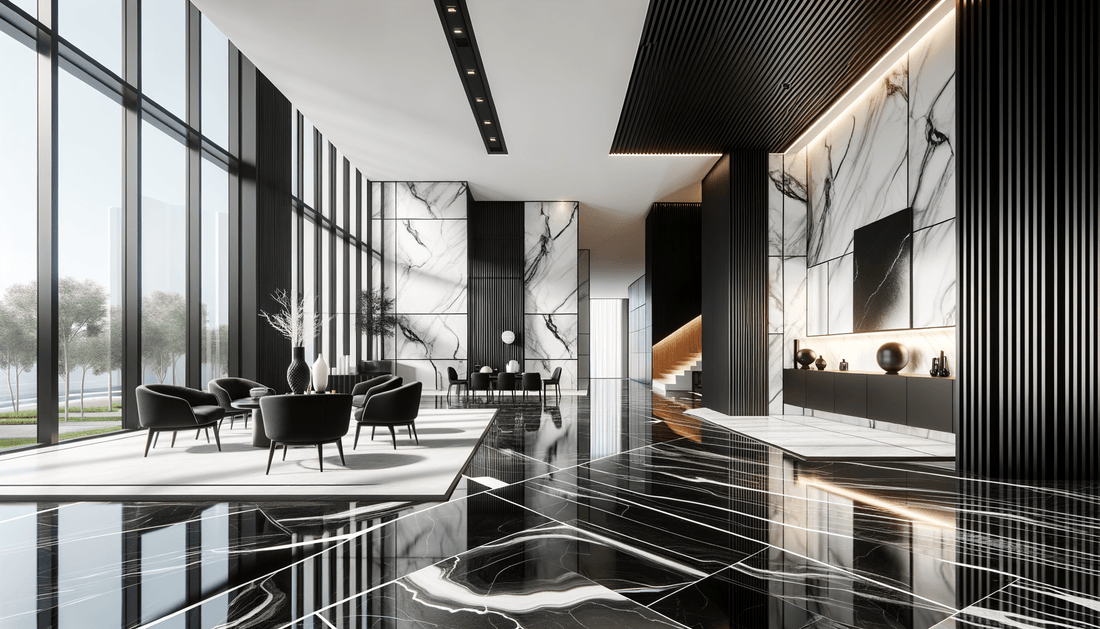 Elevate Spaces with Bold Black and White Porcelain Slabs - Zicana Boutique