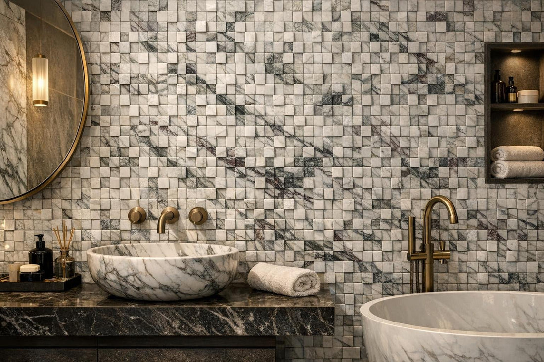 Elevate Spaces with Breccia Capraia 3D Mosaic Tile - Zicana Boutique