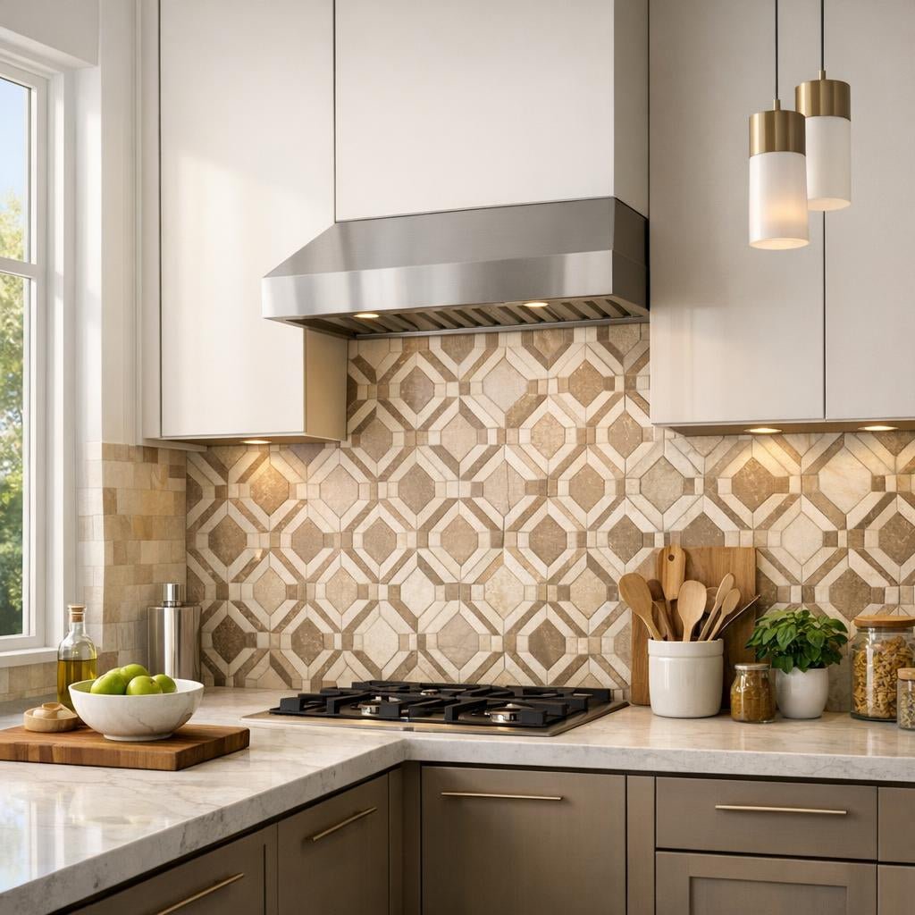Elevate Spaces with Callen Crema Brown Geometric Tiles - Zicana Boutique