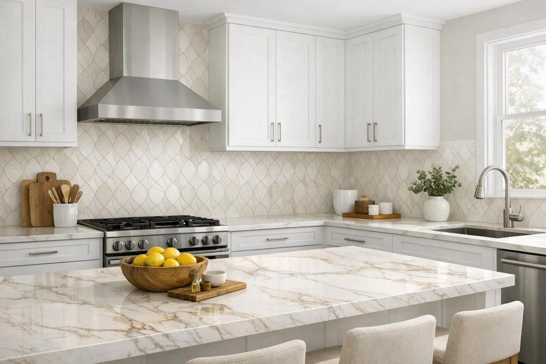 Elevate Spaces with Callen Soft Crema Waterjet Tile - Zicana Boutique