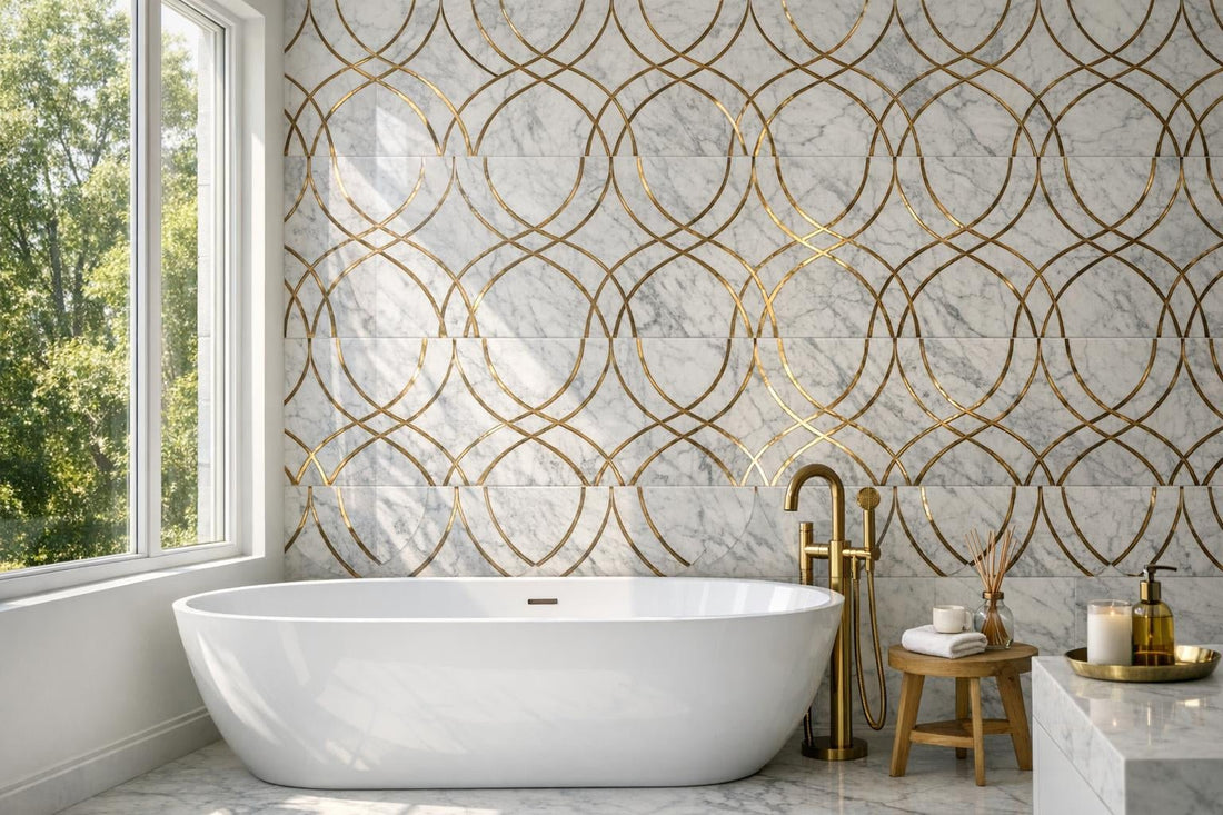 Elevate Spaces with Corda Bianco Carrara/Bronze Marble Tile - Zicana Boutique