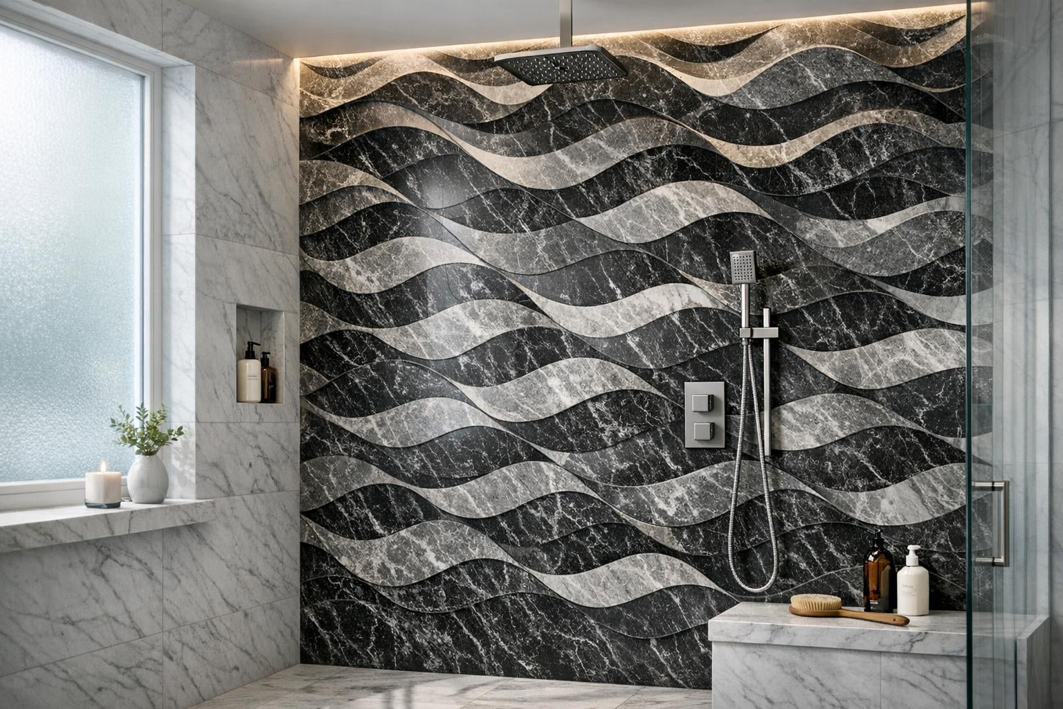 Elevate Spaces with Crescent Blackwave Marble Tiles – Zicana Boutique