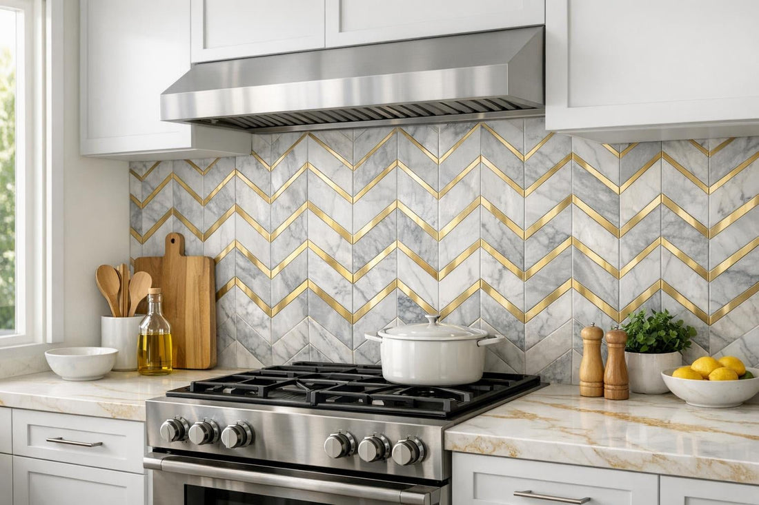 Elevate Spaces with Decova Lux Mist Chevron Marble Tile - Zicana Boutique