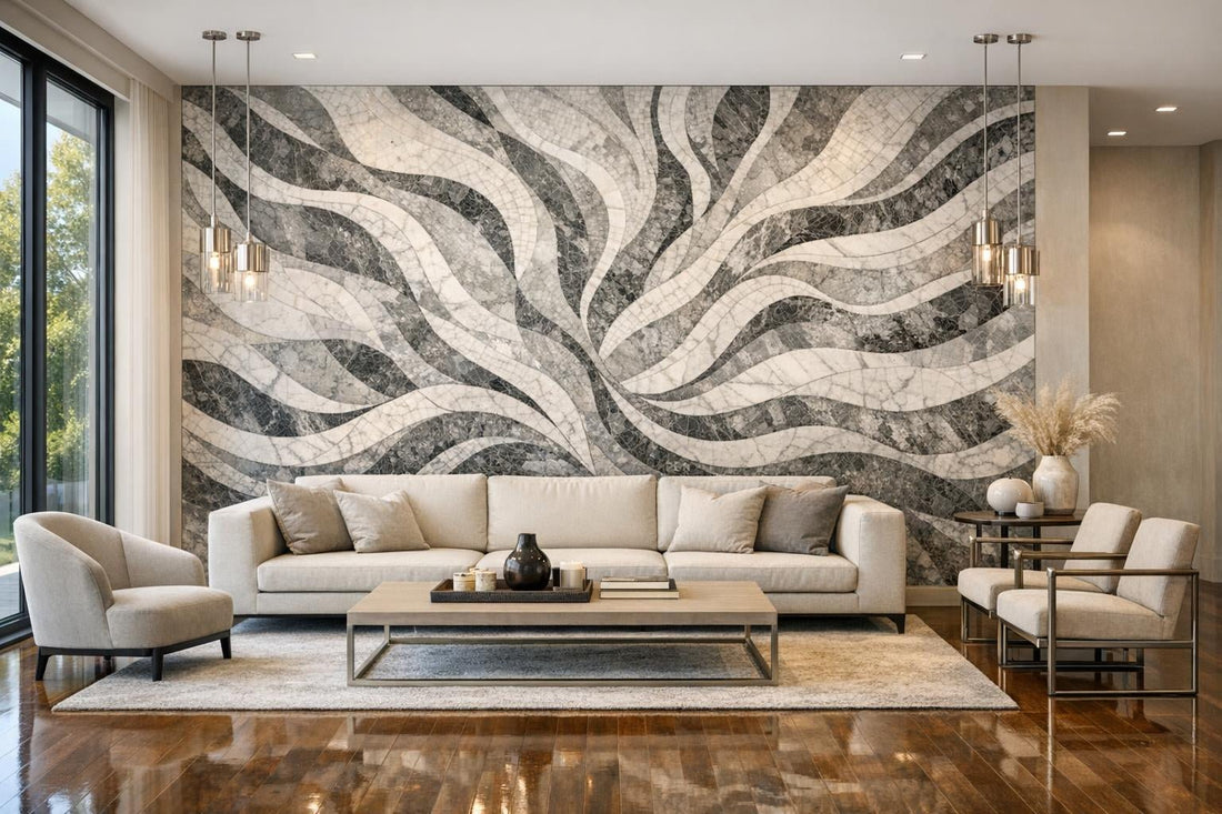 Elevate Spaces with Decova Puna Abstract Marble Waterjet - Zicana Boutique