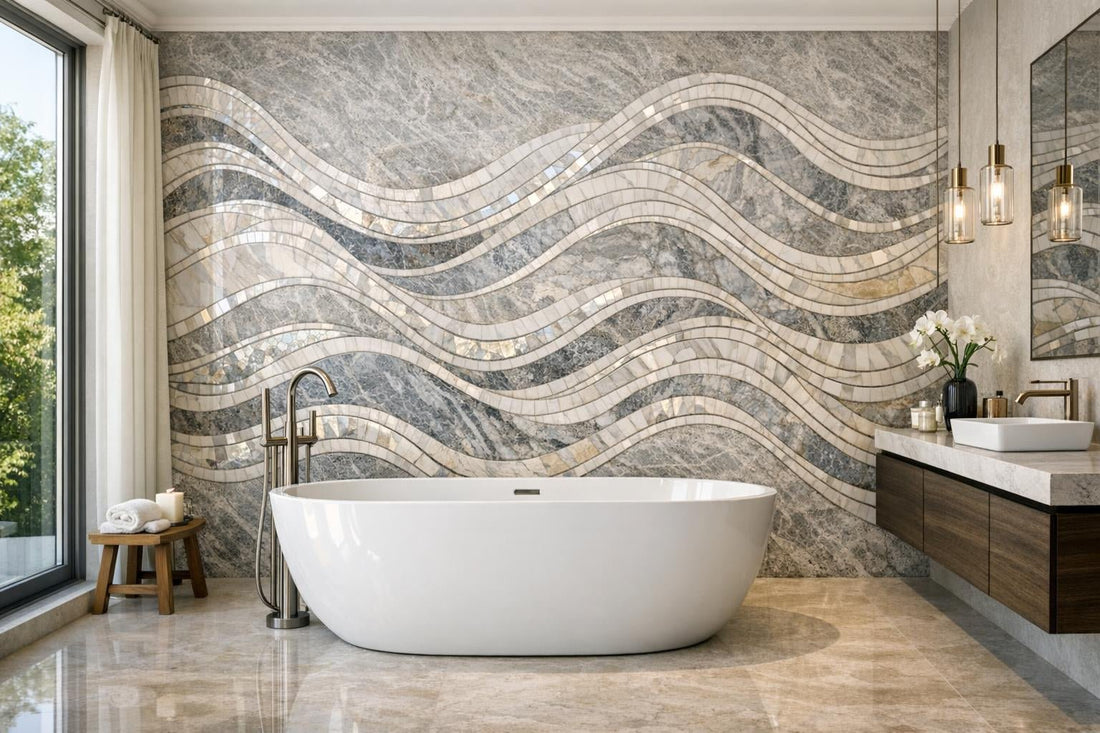 Elevate Spaces with Decova Samoa Wave Marble Mosaics - Zicana Boutique