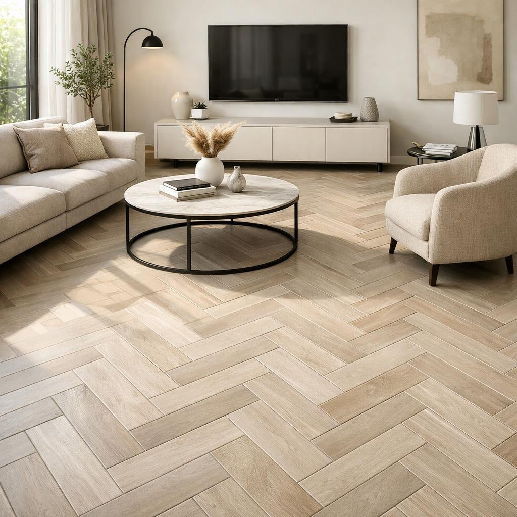 Elevate Spaces with Elegant Herringbone Floor Tiles - Zicana Boutique