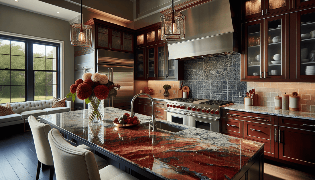 Elevate Spaces with Elegant Red Granite Kitchen Countertops - Z Boutique by Marble Couture