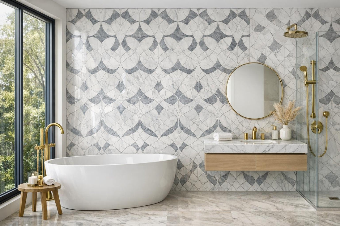 Elevate Spaces with Essenza Barluna Marble Waterjet Tiles - Zicana Boutique