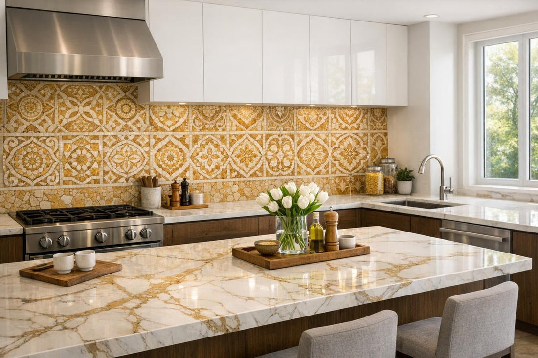 Elevate Spaces with Grand Tour Martello Gold Limestone - Zicana Boutique