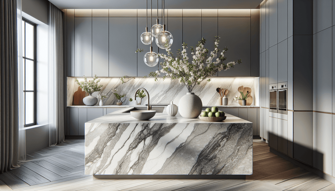 Elevate Spaces with Gray and White Quartz Countertops - Zicana Boutique