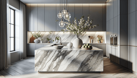 Elevate Spaces with Gray and White Quartz Countertops - Z Boutique by Marble Couture