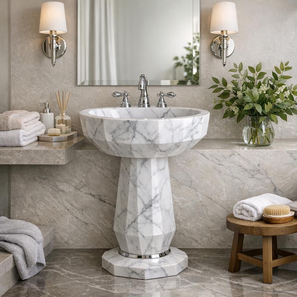 Elevate Spaces with Jewel 24 Pedestal Sink from Marble Couture - Zicana Boutique
