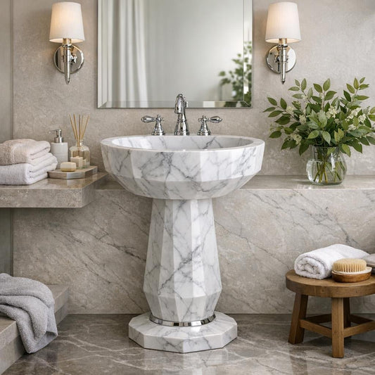 Elevate Spaces with Jewel 24 Pedestal Sink from Marble Couture - Zicana Boutique
