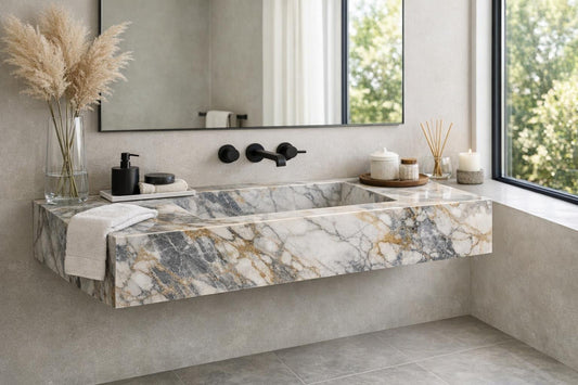 Elevate Spaces with La Noa 60 Marble Floating Sink - Zicana Boutique