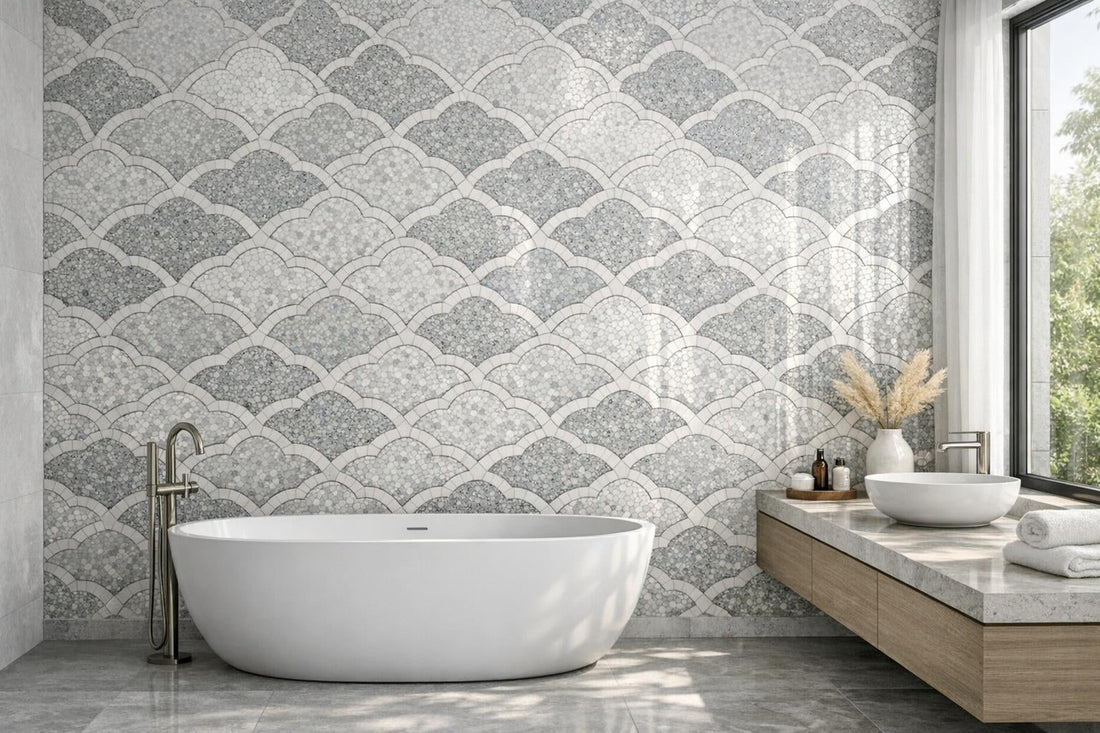 Elevate Spaces with Lucente Nube Diamond Terrazo Mosaic - Zicana Boutique