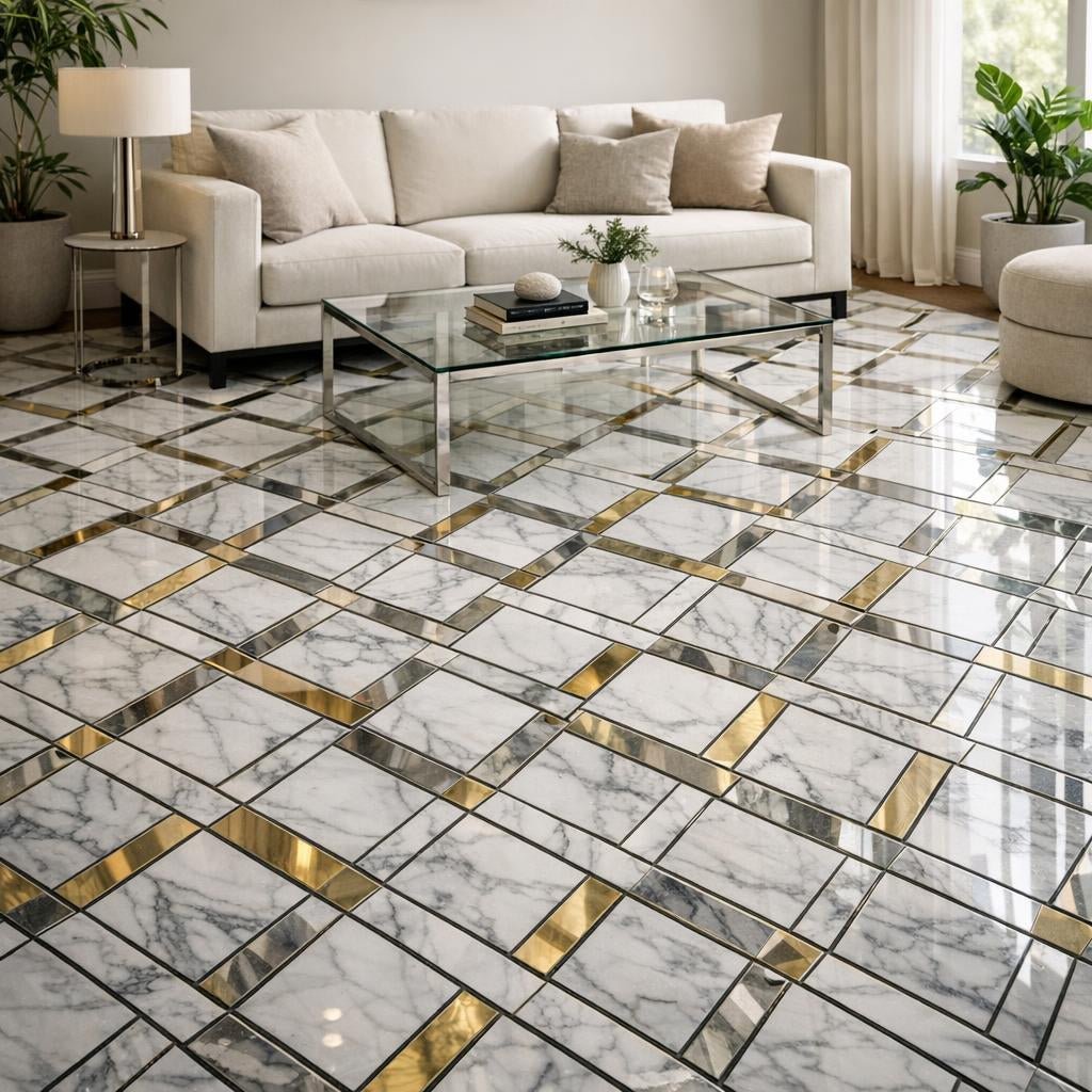 Elevate Spaces with Lux Calacatta Marble & Metal Tiles - Zicana Boutique