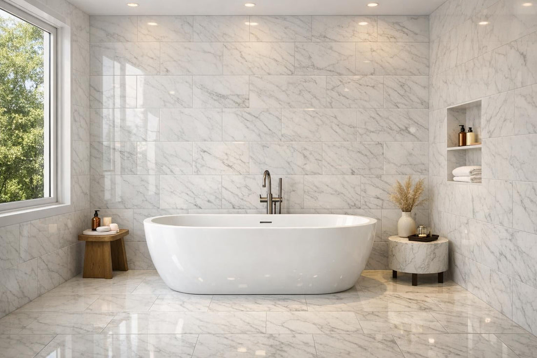 Elevate Spaces with Majestic White Polished Marble Tile - Zicana Boutique