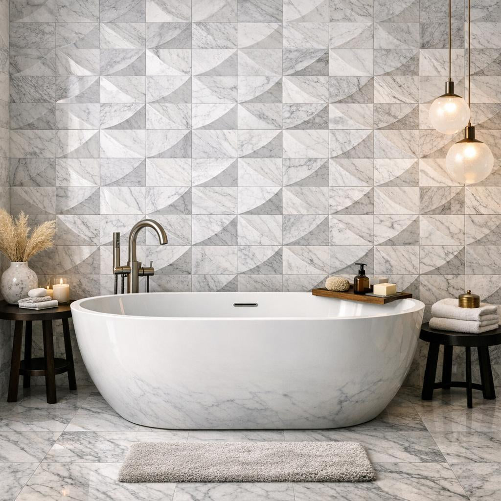 Elevate Spaces with Meru Bianco Carrara Marble Tile - Zicana Boutique