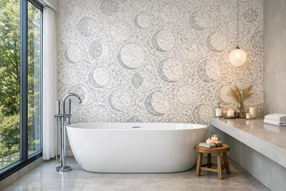 Elevate Spaces with Micro Moons White Waterjet Mosaic - Zicana Boutique