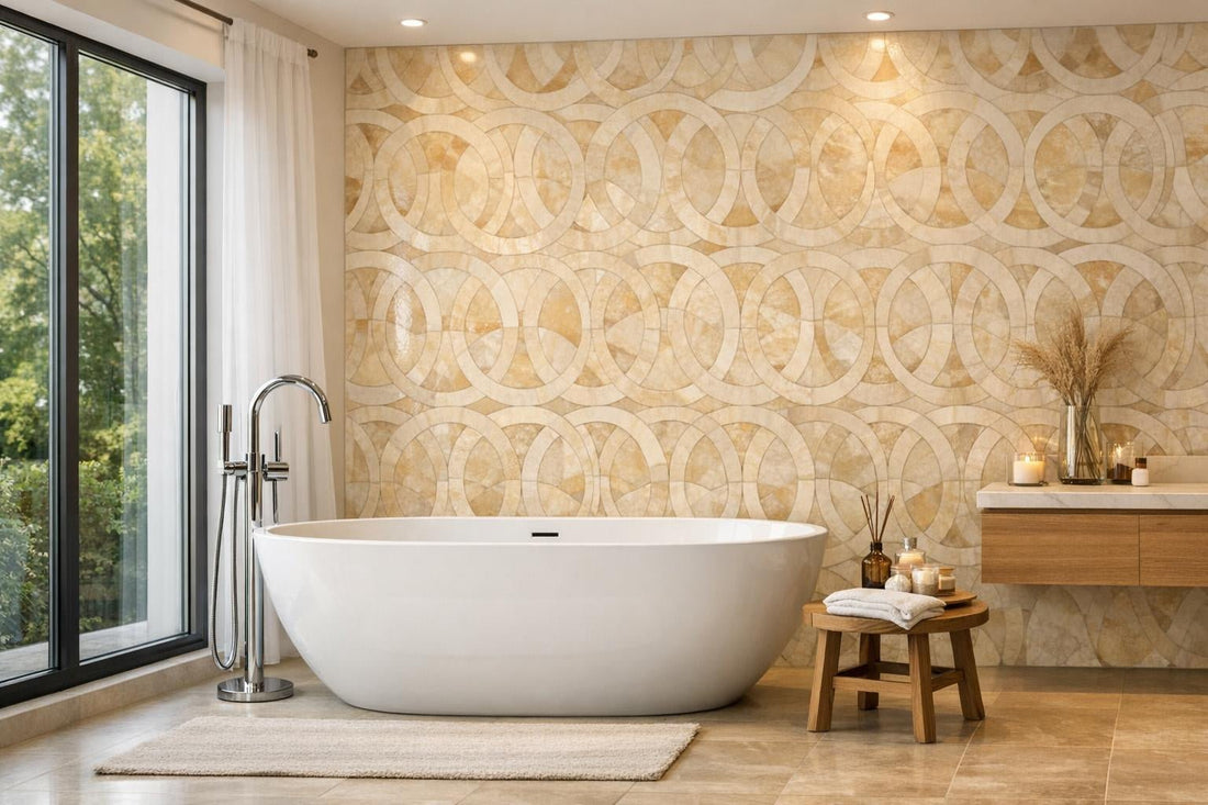 Elevate Spaces with Motor City Circles Vanilla Onyx Mosaic - Zicana Boutique