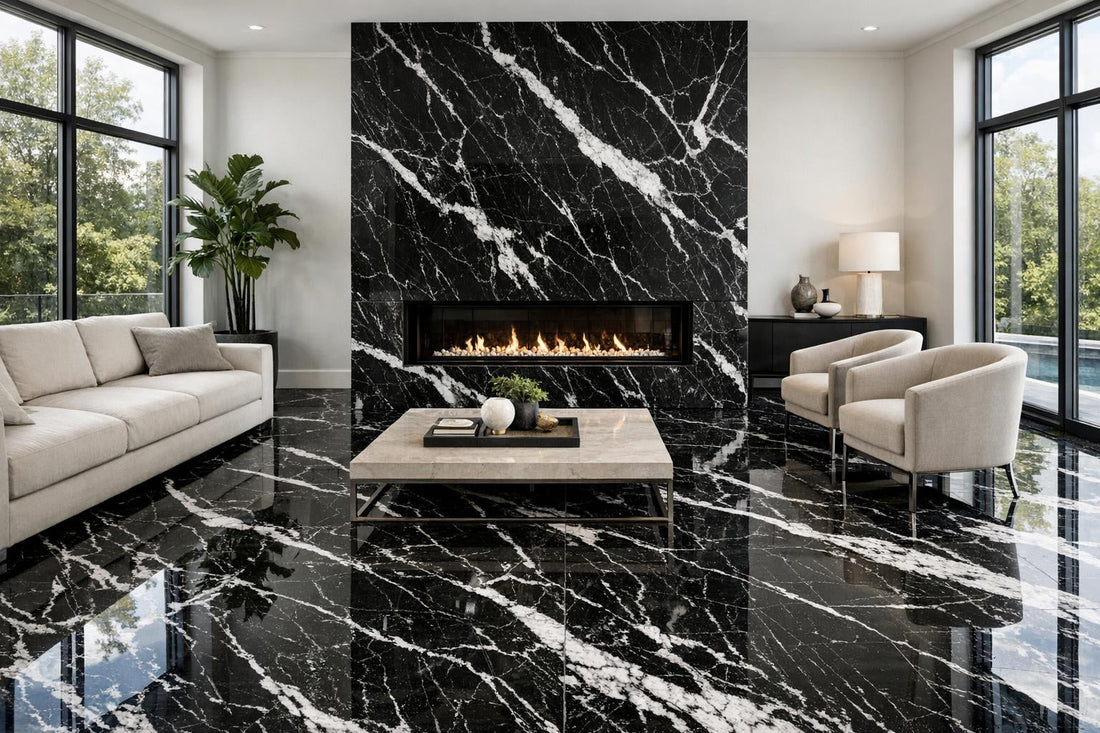 Elevate Spaces with Nero Marquina Extra Marble from Zicana - Zicana Boutique