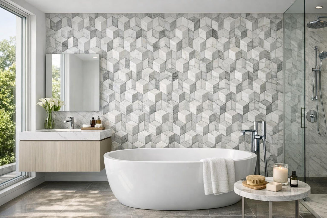 Elevate Spaces with Neva 3D StrataStone Marble Mosaic - Zicana Boutique